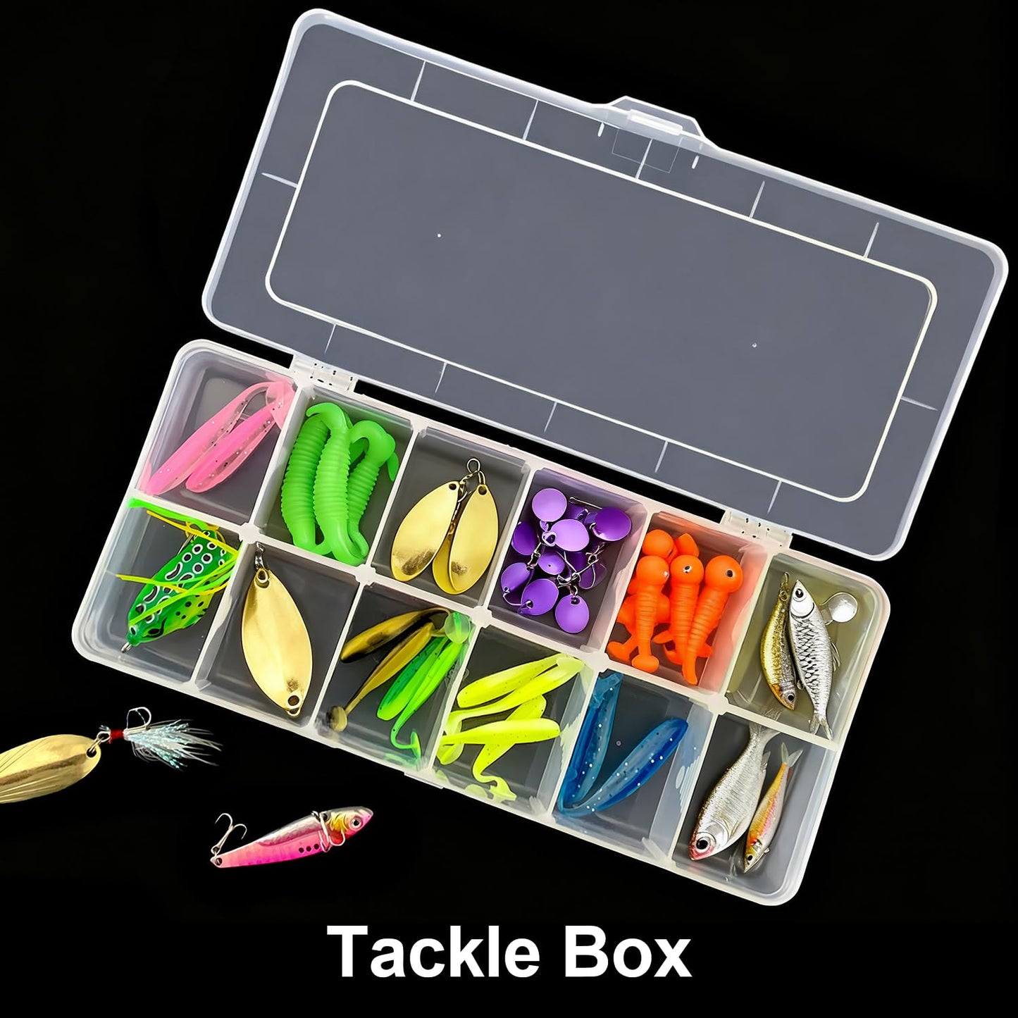 DUOFIRE Clear Plastic Bead Organizer Container Storage Box Adjustable Dividers Removable Grid Compartment for Jewelry Beads Earring Container Tool Fishing Hook Small Accessories(12 Grids)