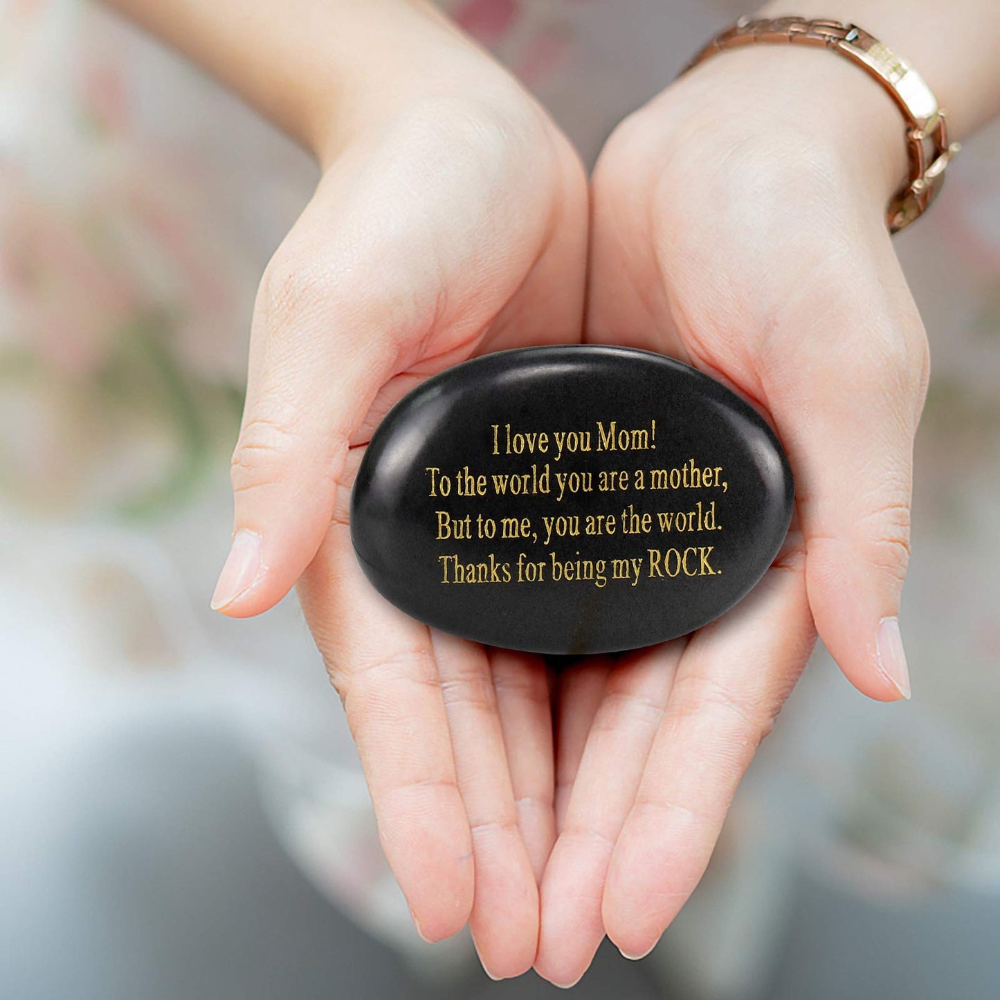Gifts for Mom - Unique Birthday Card for Mom from Daughter Son - Handmade Engraved Rock Paperweight - I Love You Mom Gifts - Best Mother in Law Birthday Present - You Are My Rock Gifts for Mother