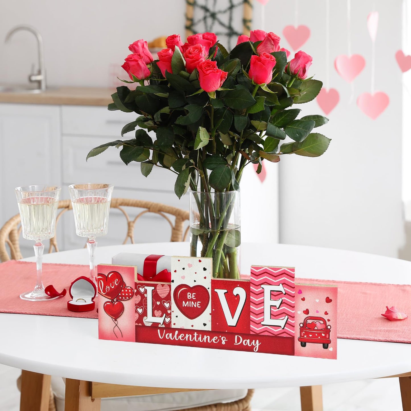 Valentine's Day & St. Patrick's Day Wooden Table Sign - LUCKY LOVE Reversible Tabletop Decor - Rustic Double-Sided Different Theme Irish Farmhouse Table Centerpiece
