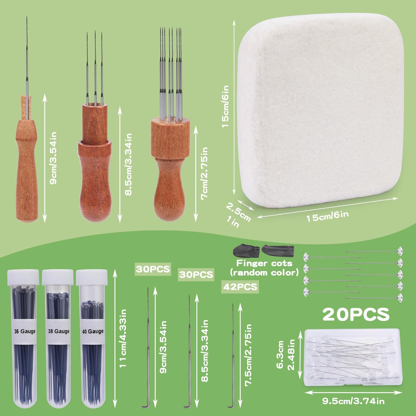 128 Pcs Needle Felting Tools, 6×6 Inch Wool Felting Pad, 102 Pcs Felting Needles, Felting Tools with 3 Size Wooden Handle Holder for DIY Wool Felting Projects