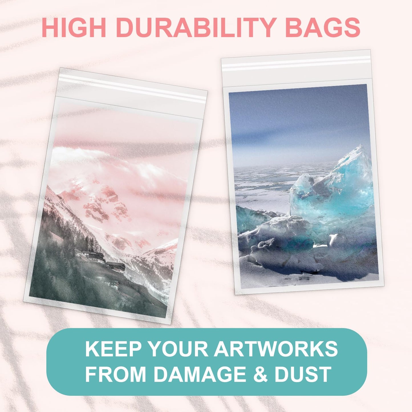 Acid-Free Picture Sleeves, 100Pack Crystal Clear Storage Bags for 6x6 Art Prints, Pictures, Photos, Frame Mats (Bag Size: 6 1/2" x 6 1/2")