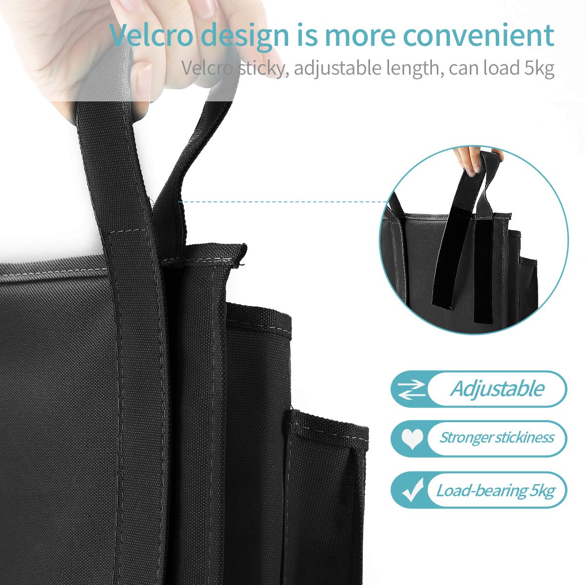 Bseash Bunk Bed Organizer, Bedside Caddy Hanging Bed Organizer Storage Bag 8 Pockets, for College Dorm Rooms Bed, Hospital Bed, Baby Bed Rails, 600D Oxford Cloth