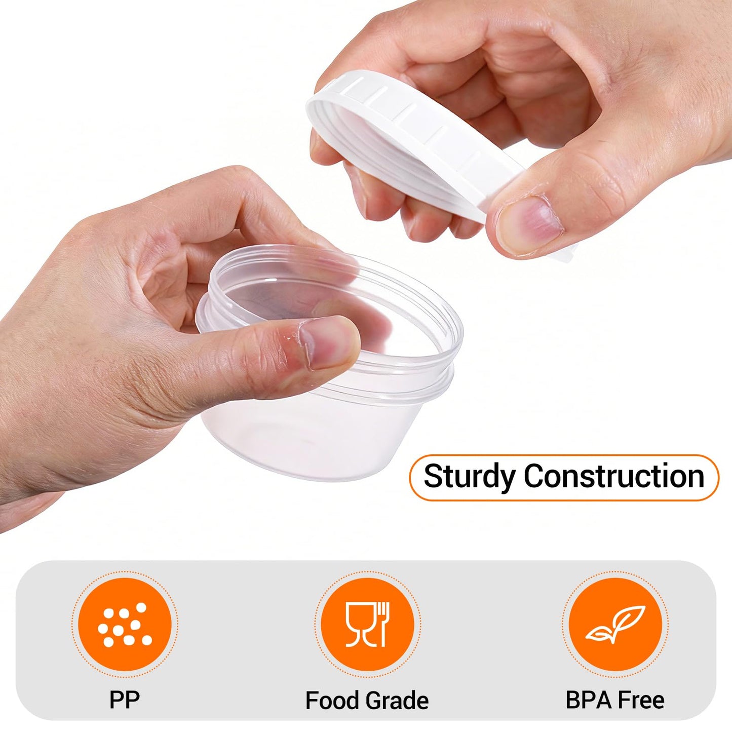 DEMORA 6 oz Small Plastic Containers with Twist on Lids [20 Sets], Stackable Little Food Storage Containers for Snack Lunch Meal Prep Salad Dressings, Freezer/Microwave/Dishwasher Safe, BPA Free