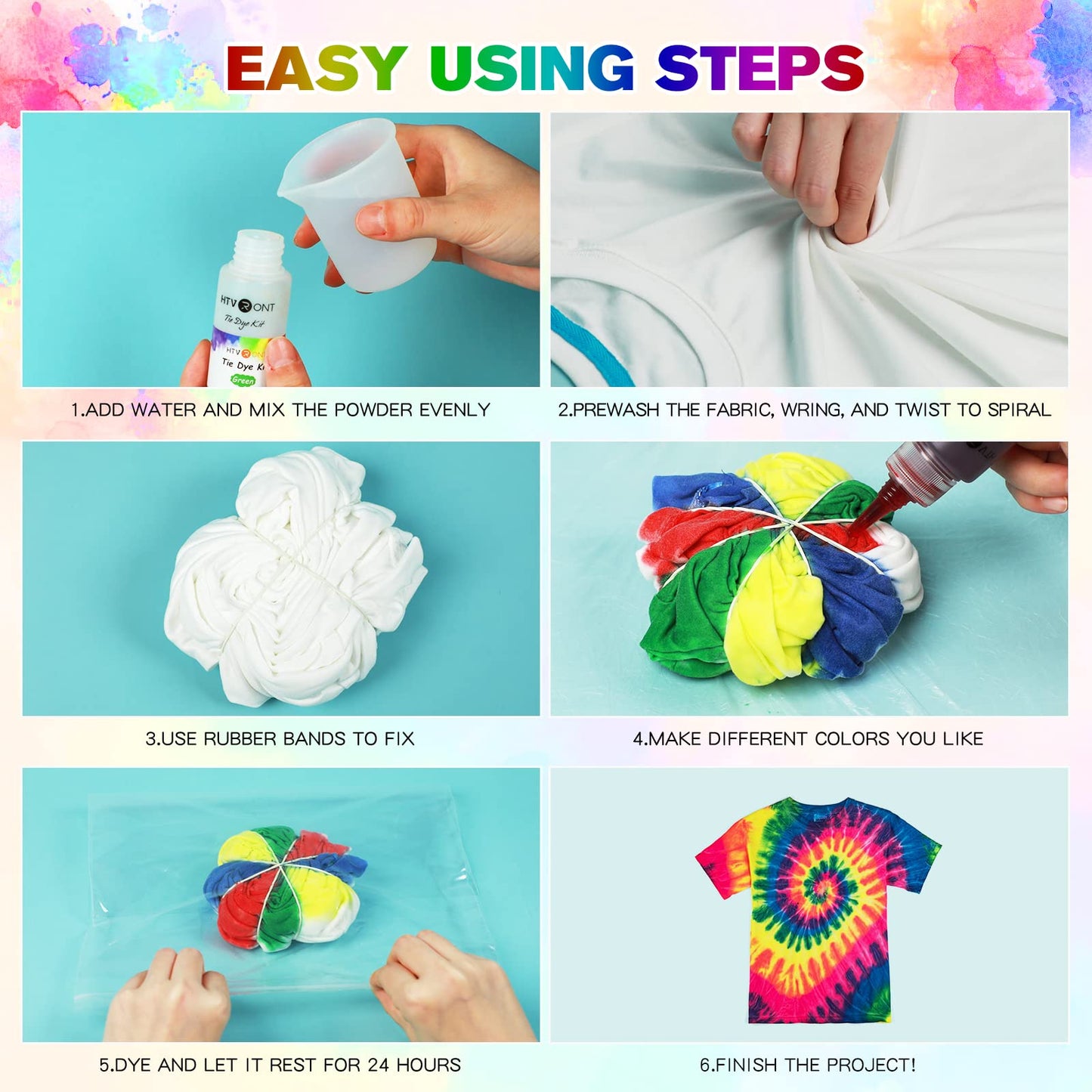 Tie Dye Kit - 26 Colors Pre-Filled Bottles Tye Dye Kit, Permanent Non-Toxic Tie Dye Kits for Adults and Kids, Tie Die Kit for Group Handmade Creative Activity(Just Add Water)