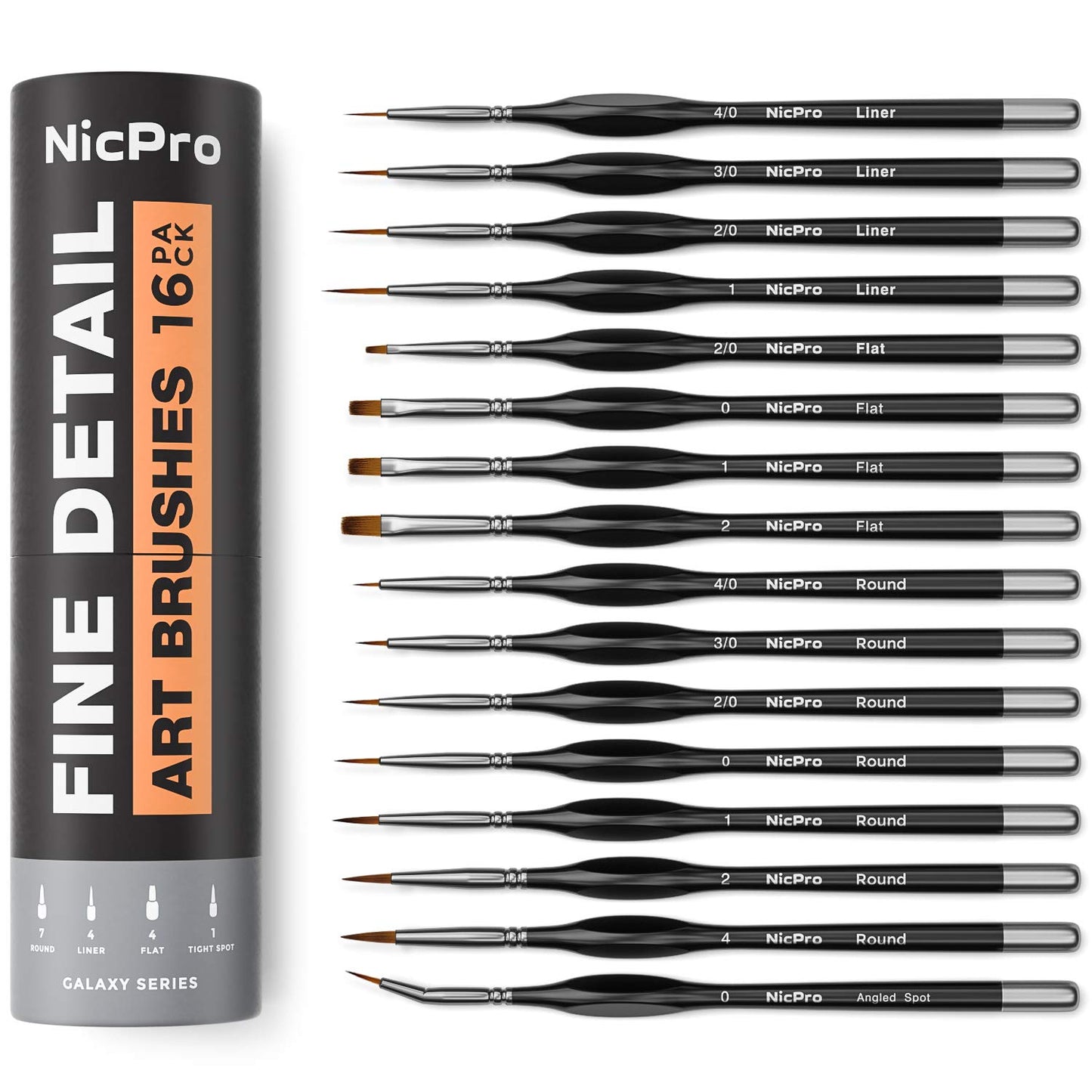Nicpro 16 PCS Miniature Paint Brushes, Fine Tip Micro Model Detail Paint Brush Set for Acrylic Watercolor Oil, Paint by Number, Models, Miniatures, Craft, Rock Painting - with Container
