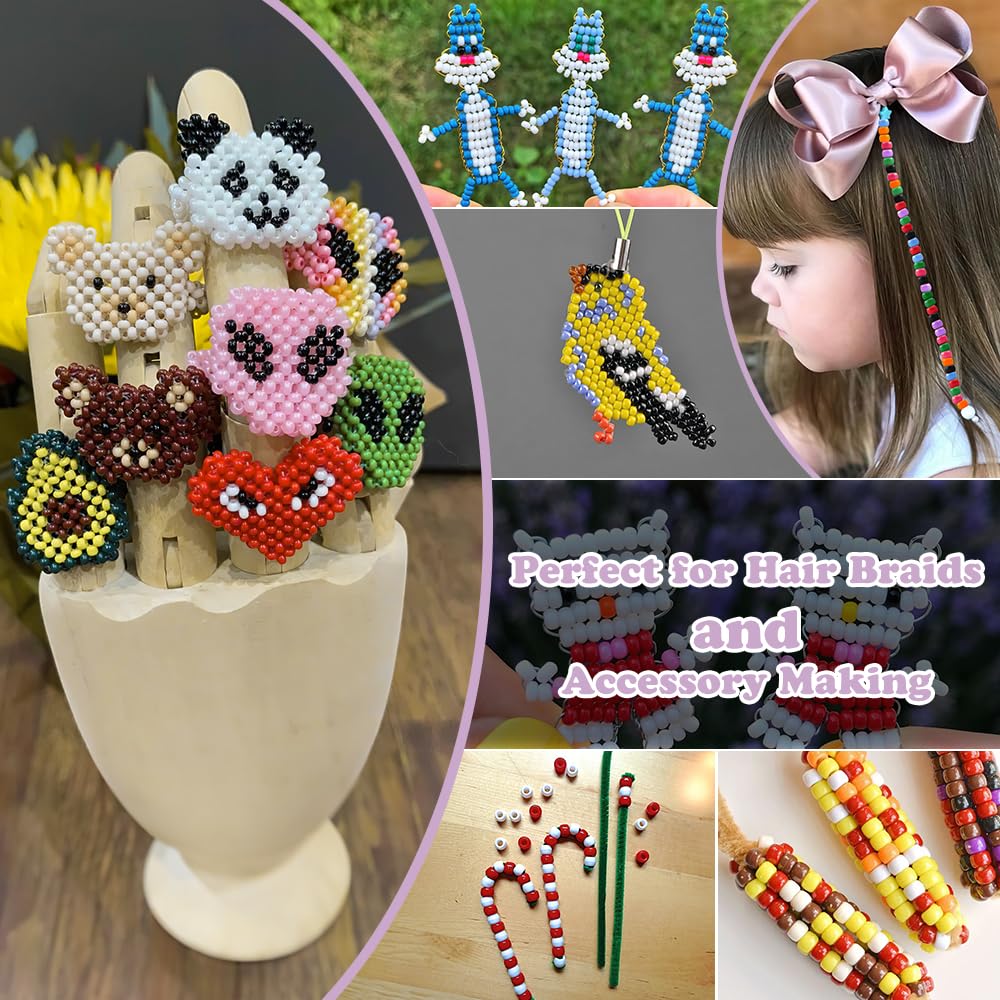 1100pcs Pony Beads Kit: Clear Hair Beads for Jewelry Making, Friendship Bracelets, Crafts & Keychain Necklace Making