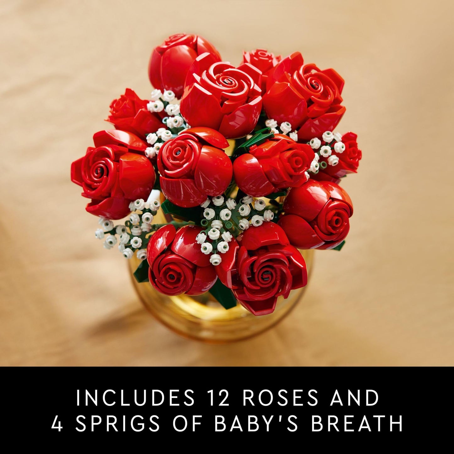 LEGO Botanicals Bouquet of Roses Artificial Flowers - Fake Red Roses Building Set for Adults, Ages 18+ - Gifts for Anniversary for Women & Men - Home Decor for Table Display - 10328