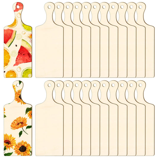 Yinkin 24 Pcs Mini Wooden Cutting Board bulk with Handle for crafts, Small