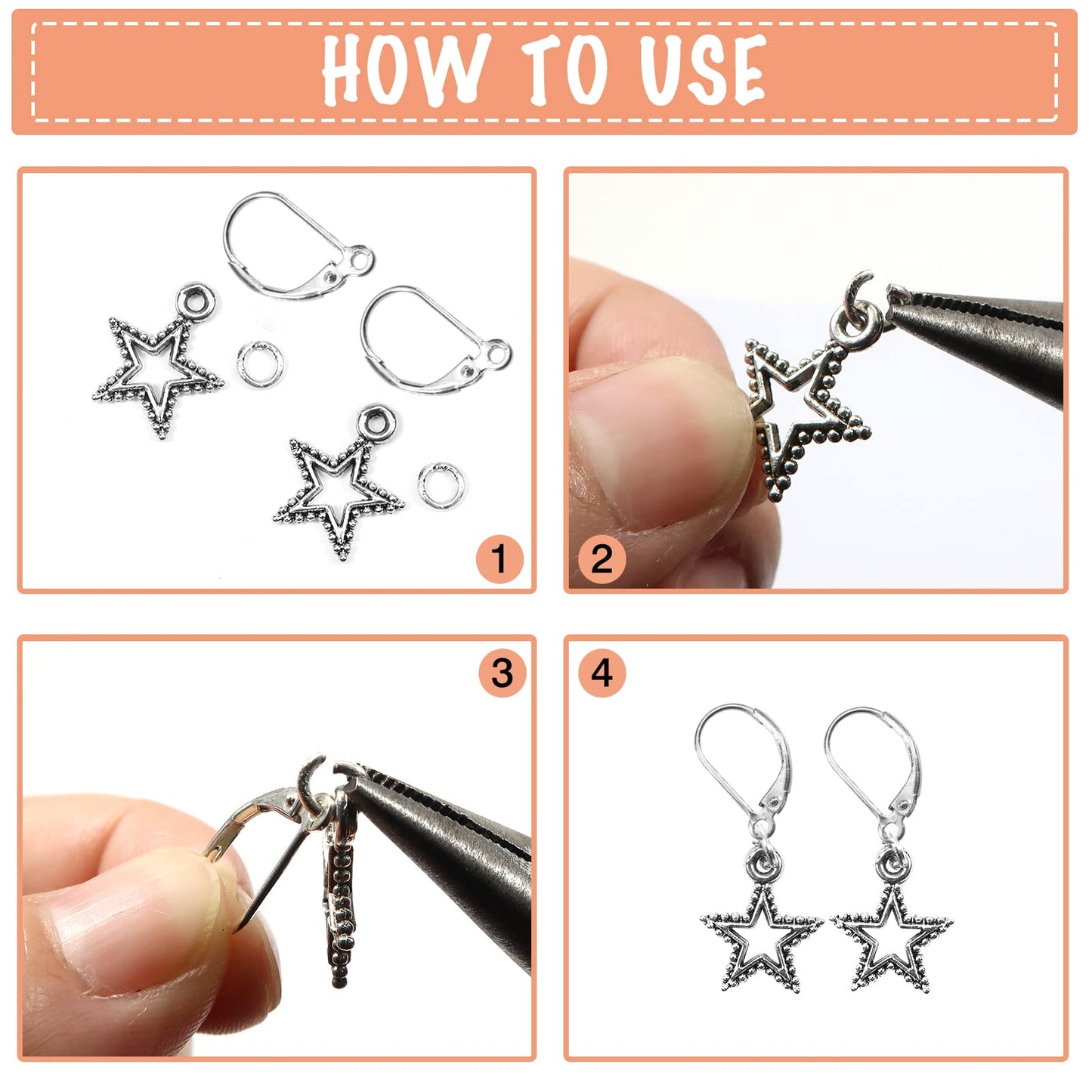 TOAOB 8pcs 925 Sterling Silver Leverback French Earring Hooks Hypoallergenic Dangle Earwire Findings 16x9mm with Jump Rings for Jewelry Making