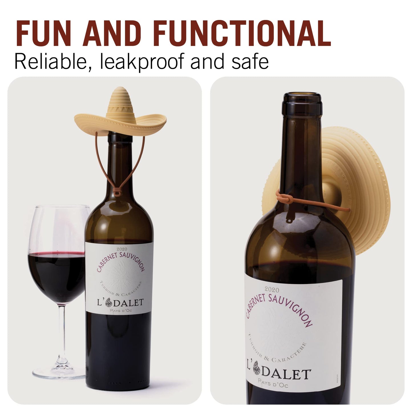 Silicone Wine Stopper/Fun Sombrero shaped cap seals bottle and keeps wine fresh/Cute Wine Accessories/ Kitchen Gadgets/el Corko Bottle Stopper by Monkey Business