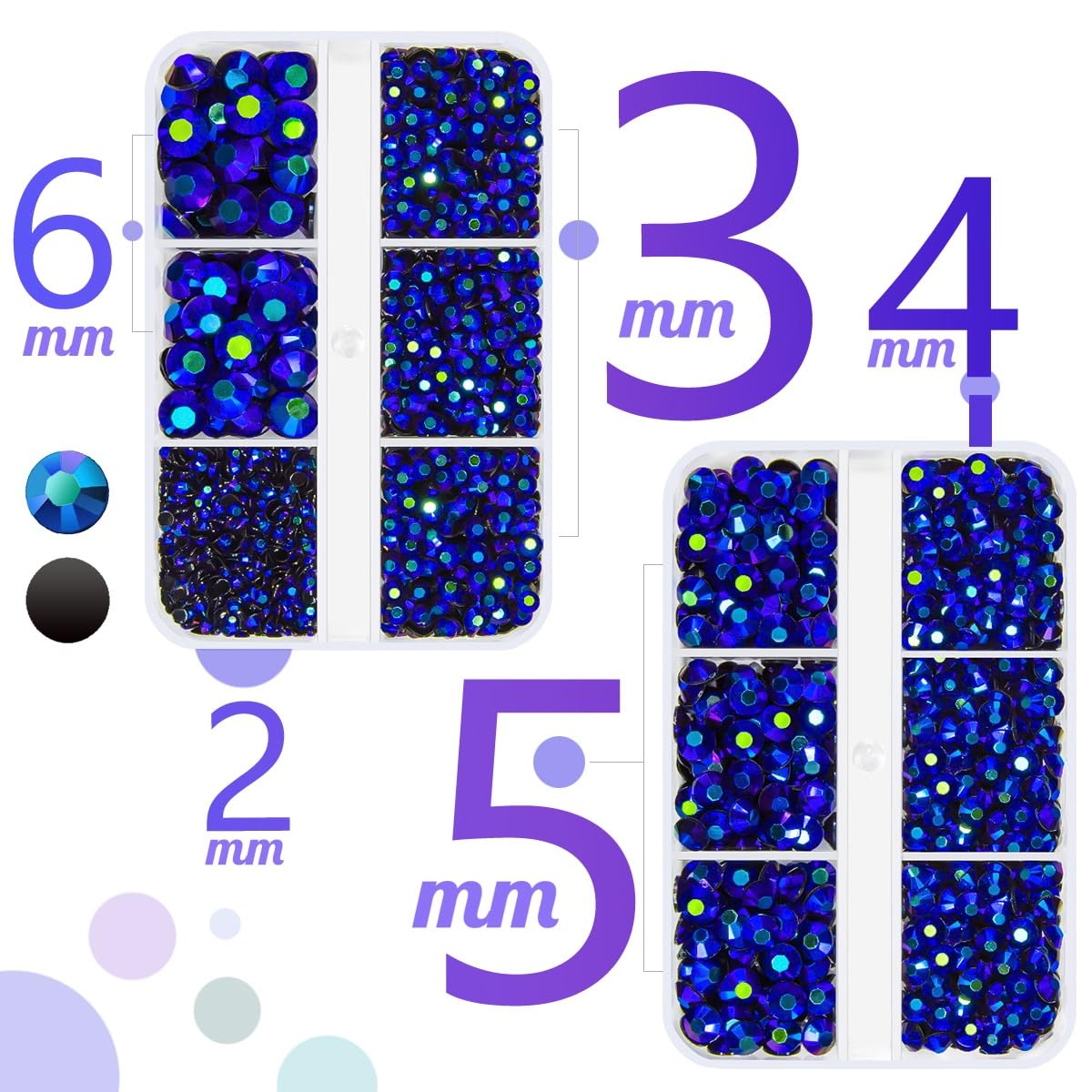 qiipii Sapphire Blue AB Resin Rhinestones w B7000 Glue for Bedazzling Crafting 2mm-6mm Black AB Flatback Jelly Stones Diamonds Gems for Face Eyes Makeup Tumblers Bottles Crafts Clothes Shoes Phones