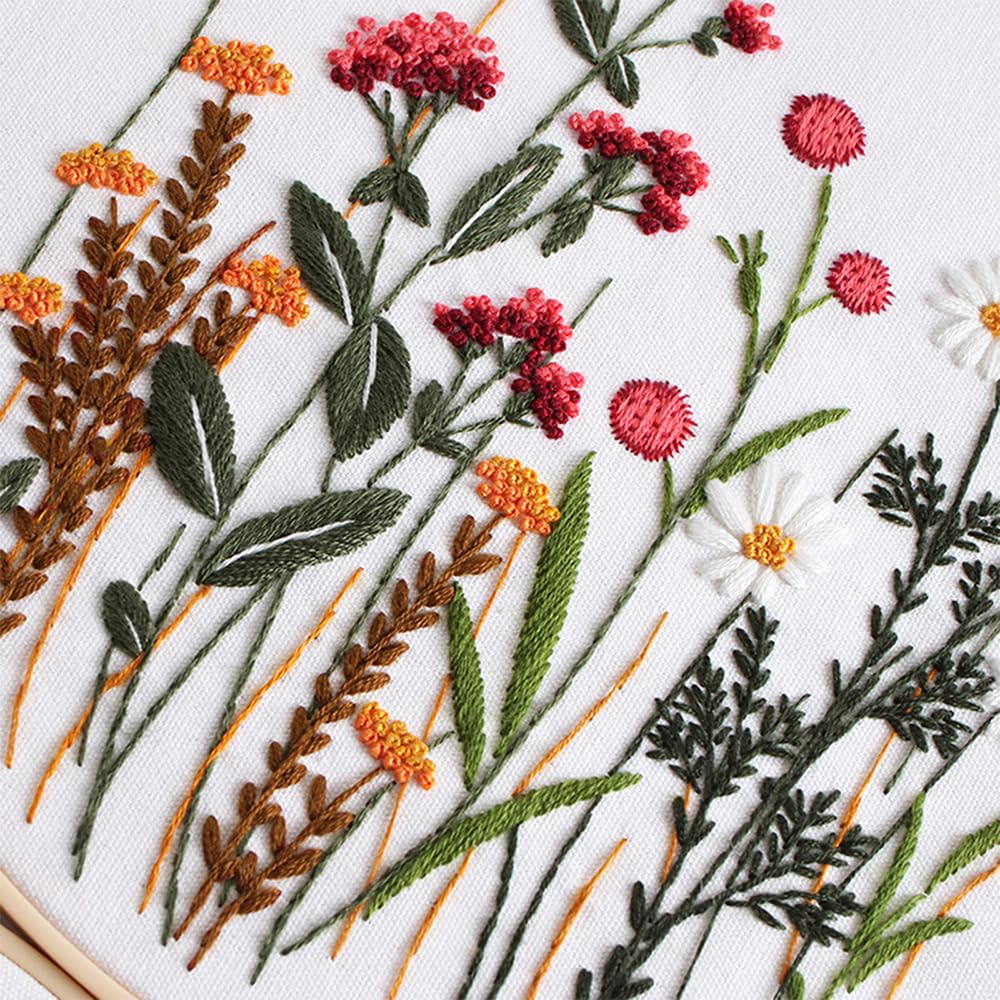 3 Sets Embroidery Practice Kits, Flower Pattern Embroidery Kit for Beginners Adults, Hand Embroidery Kit, Easy to Follow Instruction and Video