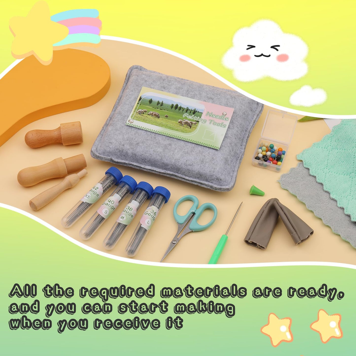 118PCS Needles Felting Tool Kits, Wool Felting Tools with 80 PCS Needles Felting 3 Models Wooden Handles Large Felt Pad, 4-Sizes Felting Needles Suitable for Various Felting Projects