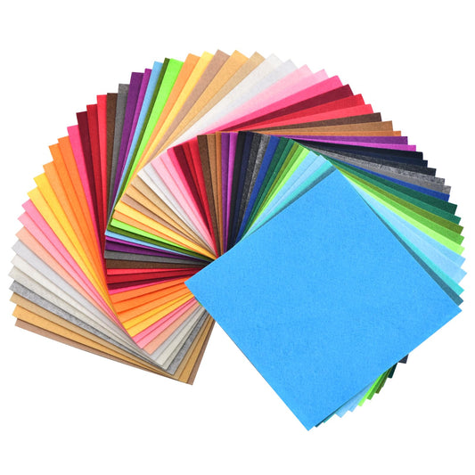 60Pcs Felt Fabric Sheets - 6 x 6 Inch, 1mm Thick Non-Woven Fabric in 60 Assorted Colors - Perfect for Patchwork, School Projects and Creative Decorations (15 x 15cm)