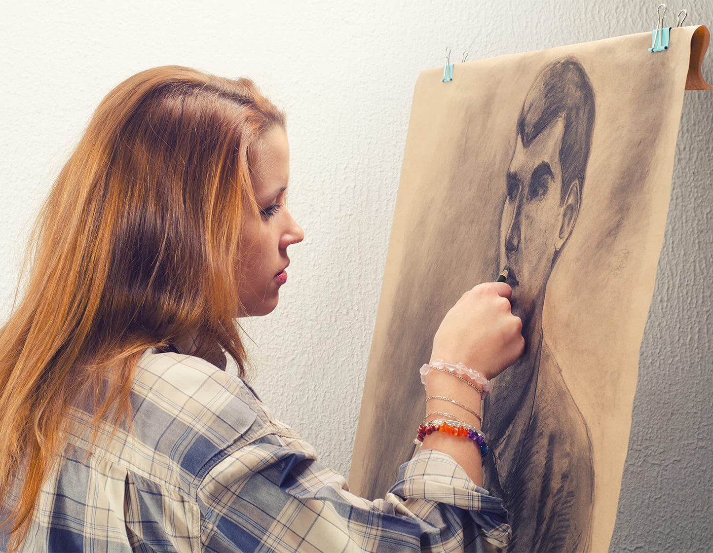 Brusarth Professional Charcoal Pencils Drawing Set - 6 Pieces Soft Medium and Hard Charcoal Pencils for Drawing, Sketching, Shading