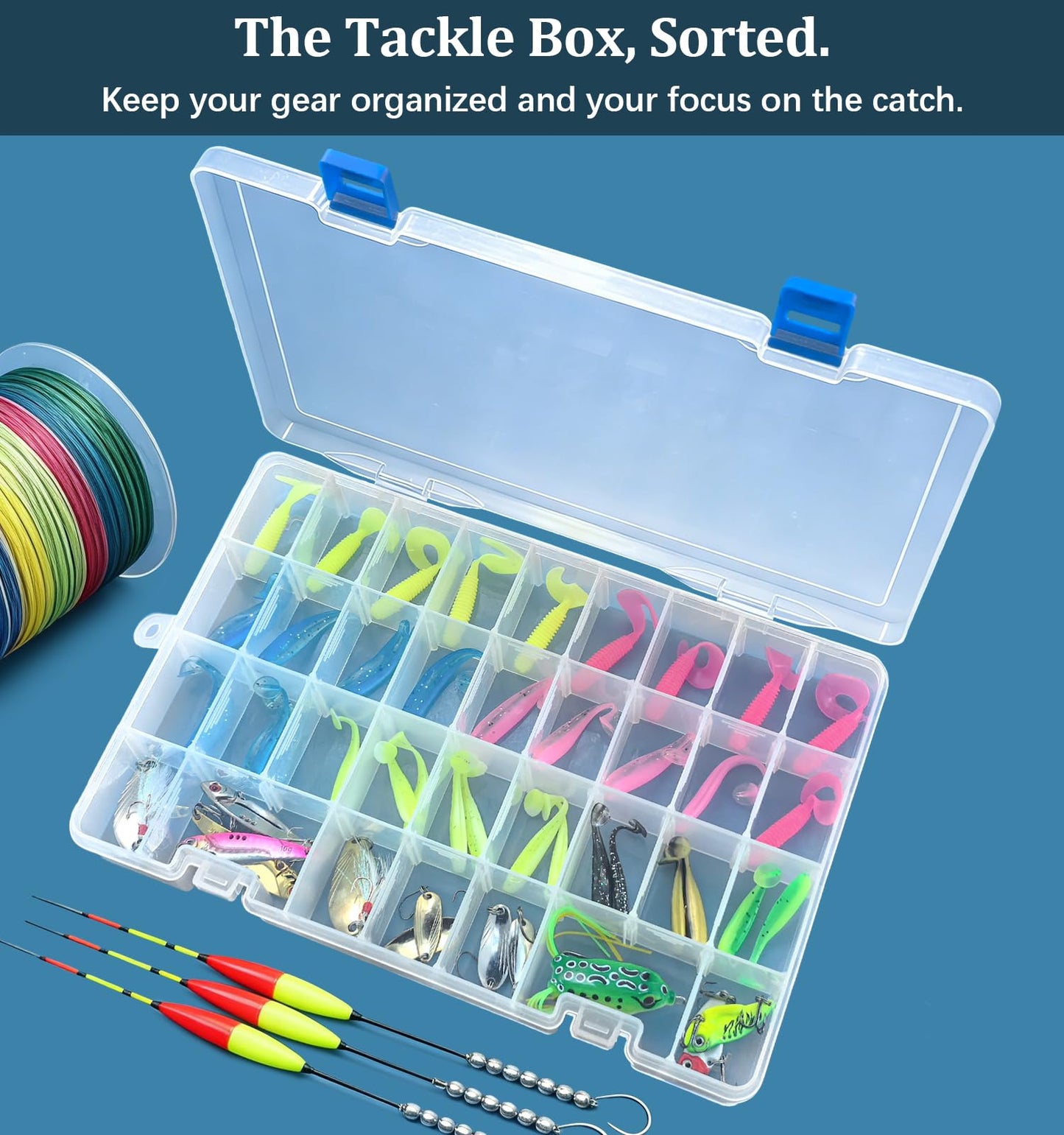 Qualsen 34 Grid Plastic Organizer box with Adjustable Dividers, Fishing Tackle Box and Bead Organizer Box for Jewelry, screw, Earrings, Art Craft, Tools, Fishing Hooks, and Small Accessories