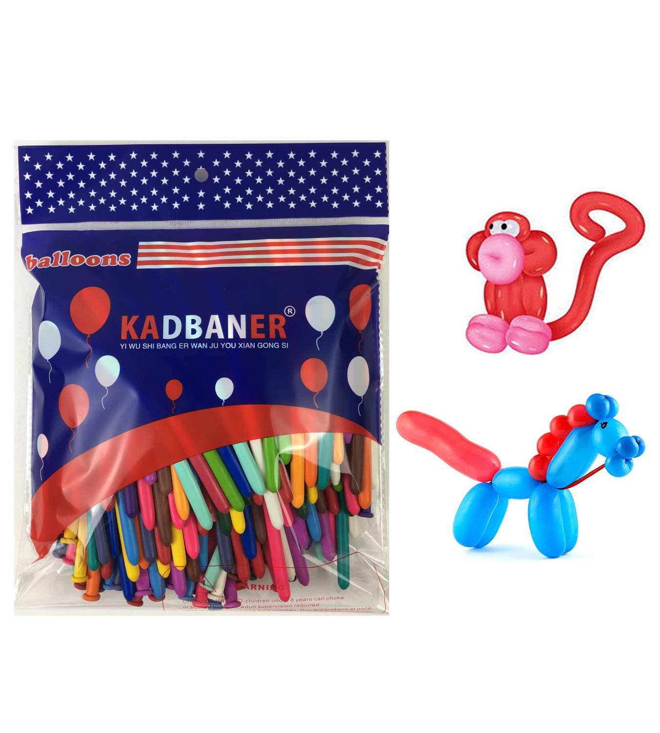 KADBANER 260Q Long Balloons 100-Pack latex balloons,Graduation, Wedding,Reunion Party, Birthday