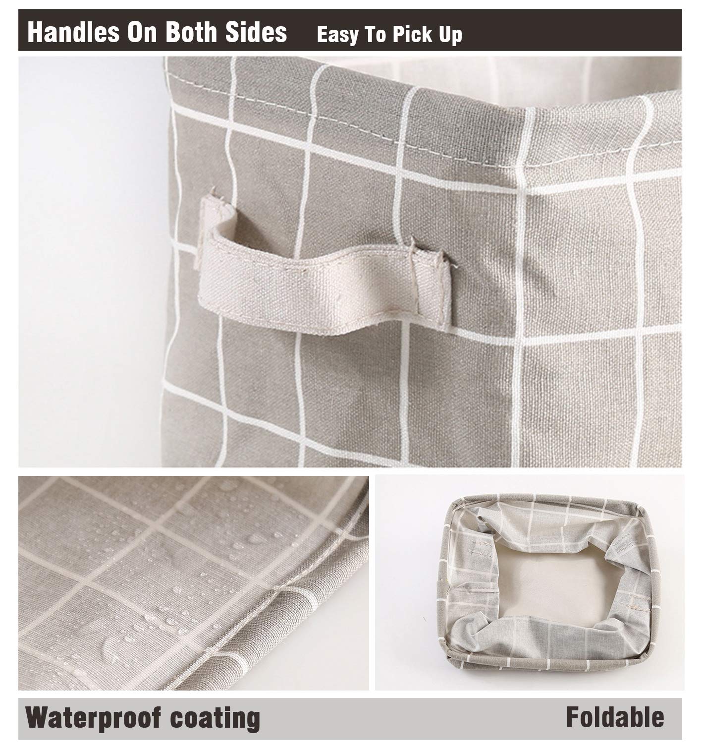 AARAINBOW 3 Packs Storage Basket Bins Canvas Mini Storage Cubes Storage Basket for Makeup, Toys Liners, Books Storage Baskets with Handles for Shelves & Desks(3 Black)