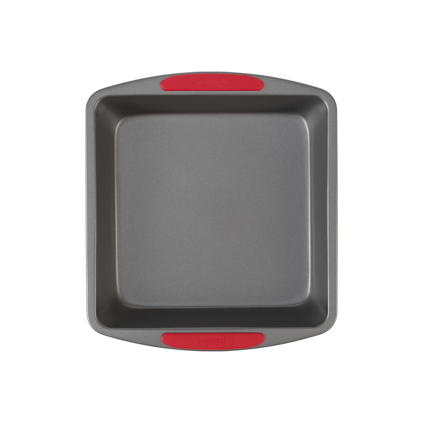 GoodCook MegaGrip Baking Pan with Silicone Grip Handles Square Non-Stick Heavy-Gauge Steel Cake Pan Baking Dish for Brownies Bread Cake Baked Goods & More, Dishwasher Safe, 8x8-Inch,