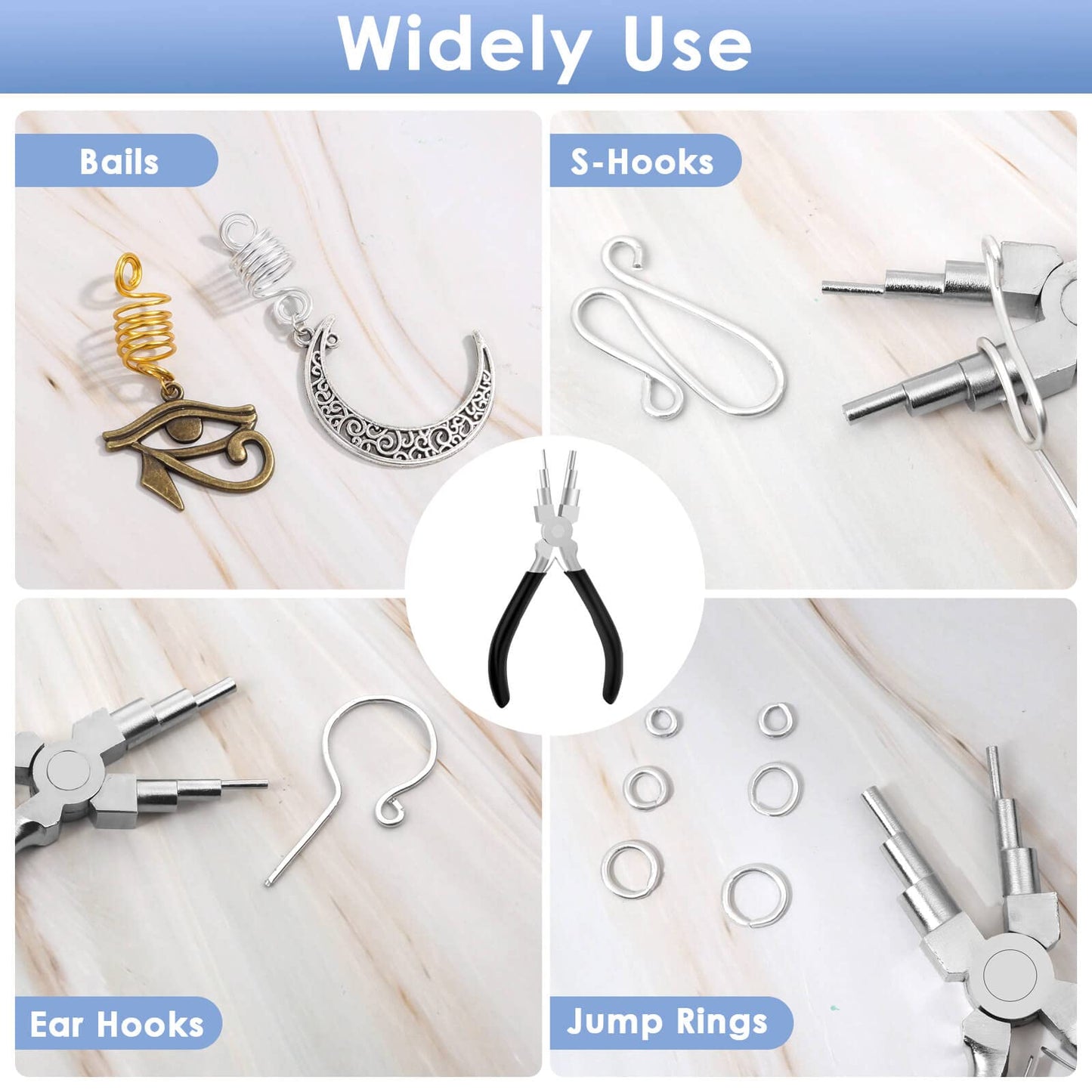 Bail Making Pliers, 6 in 1 Round Nose Pliers for Making Jump Rings, Wire Wrapping, Jewelry Making, Loop Making, Forming Bends