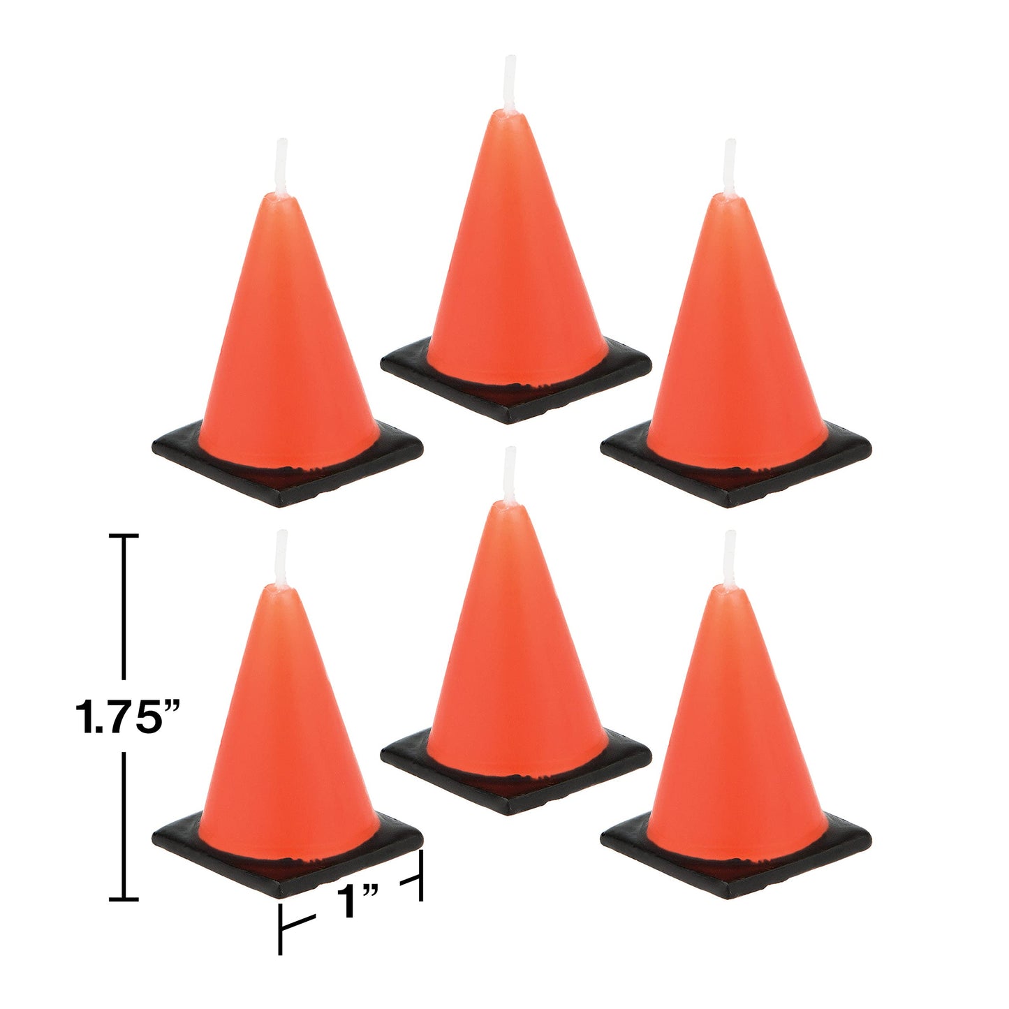 Creative Converting 6-Count Molded Candles, Cone-Shaped Under Construction -