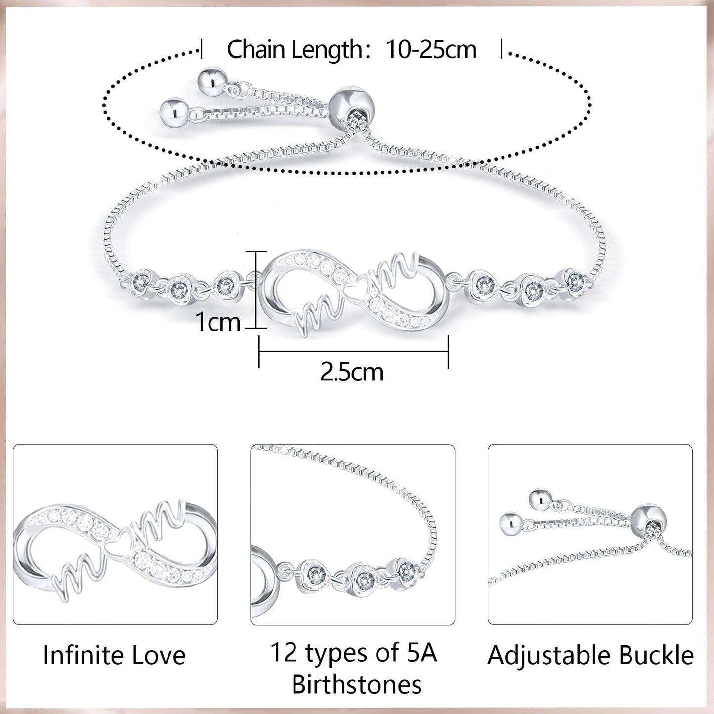 Esirly Mothers Day Gifts - Gifts for Mom Silver Bracelets for Mothers day Birthday Thanksgiving Gifts from Son Daughters