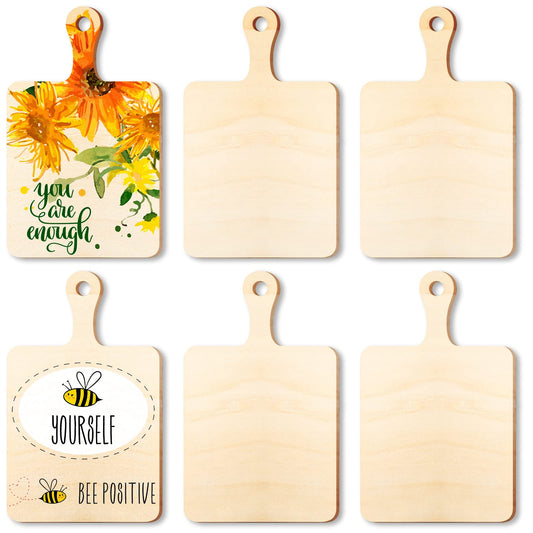 Yalikop 6 Pcs Mini Wooden Cutting Board for Craft Unfinished Chopping Board