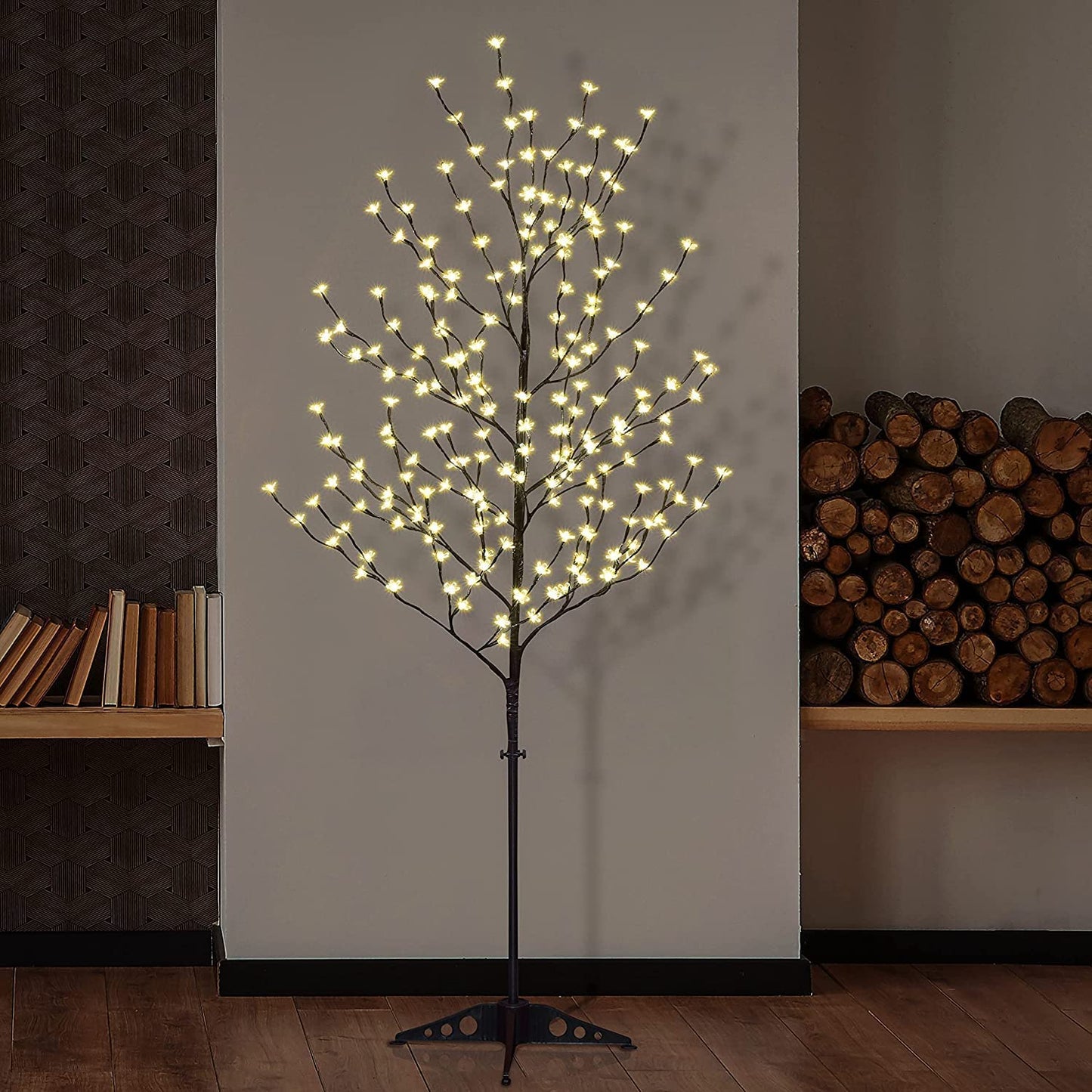 LIGHTSHARE 6.5 feet 208L LED Lighted Cherry Blossom Tree, Warm White, Decorate Home Garden, Spring, Summer, Wedding, Birthday, Christmas Holiday, Party, for Indoor and Outdoor Use