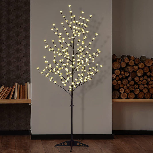 LIGHTSHARE 6.5 feet 208L LED Lighted Cherry Blossom Tree, Warm White, Decorate Home Garden, Spring, Summer, Wedding, Birthday, Christmas Holiday, Party, for Indoor and Outdoor Use