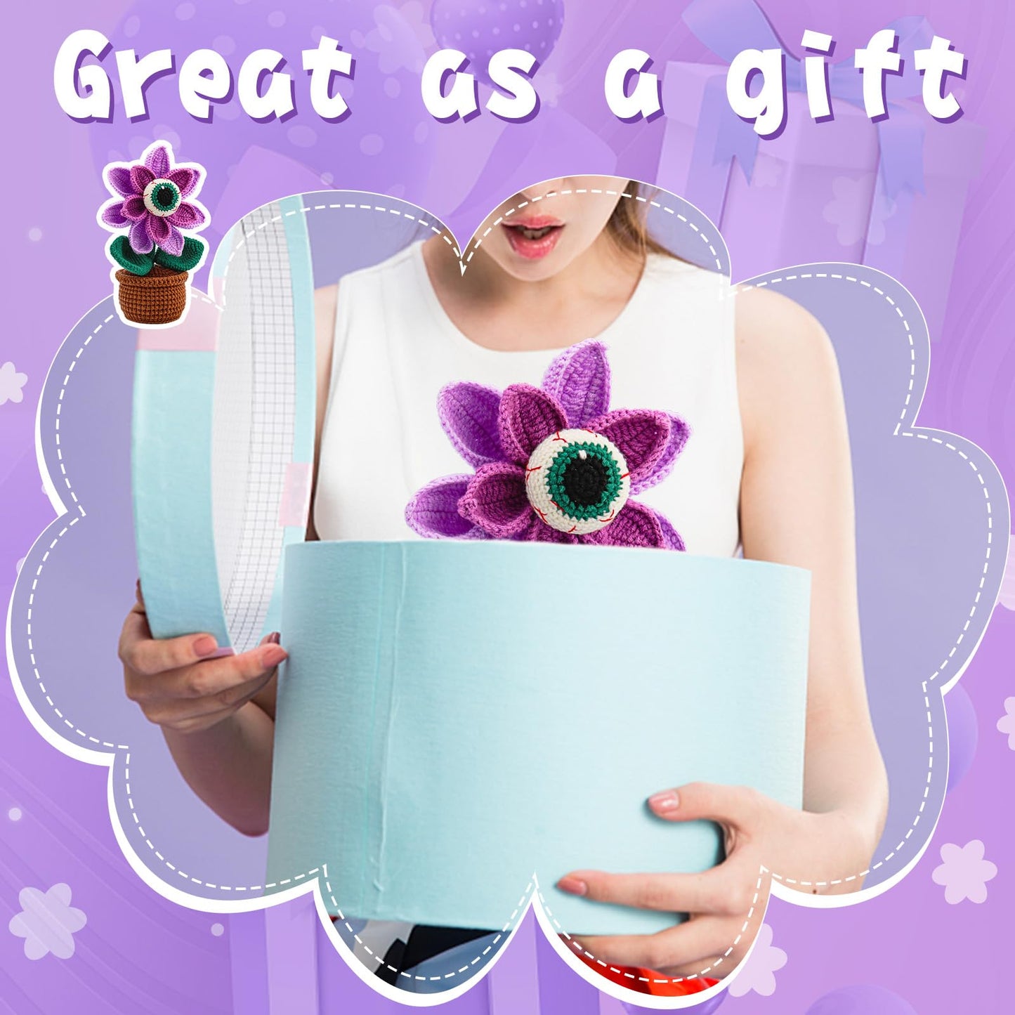 kgxulr Crochet Kit, Big-Eyed Knitting Kit for Beginner, Crochet Starter Kit for Complete Beginners Adults, Crocheting Knitting Kit with Step-by-Step Video Tutorials