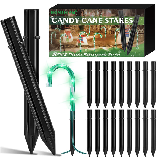 20PCS Replacement Stakes for Christmas Candy Cane Lights Outdoor, Plastic Candy Cane Pathway Markers Lights Spike Replacer, Size 0.68 * 6.05 Inches, Used to Maintain Candy Cane Pathway Lights 1