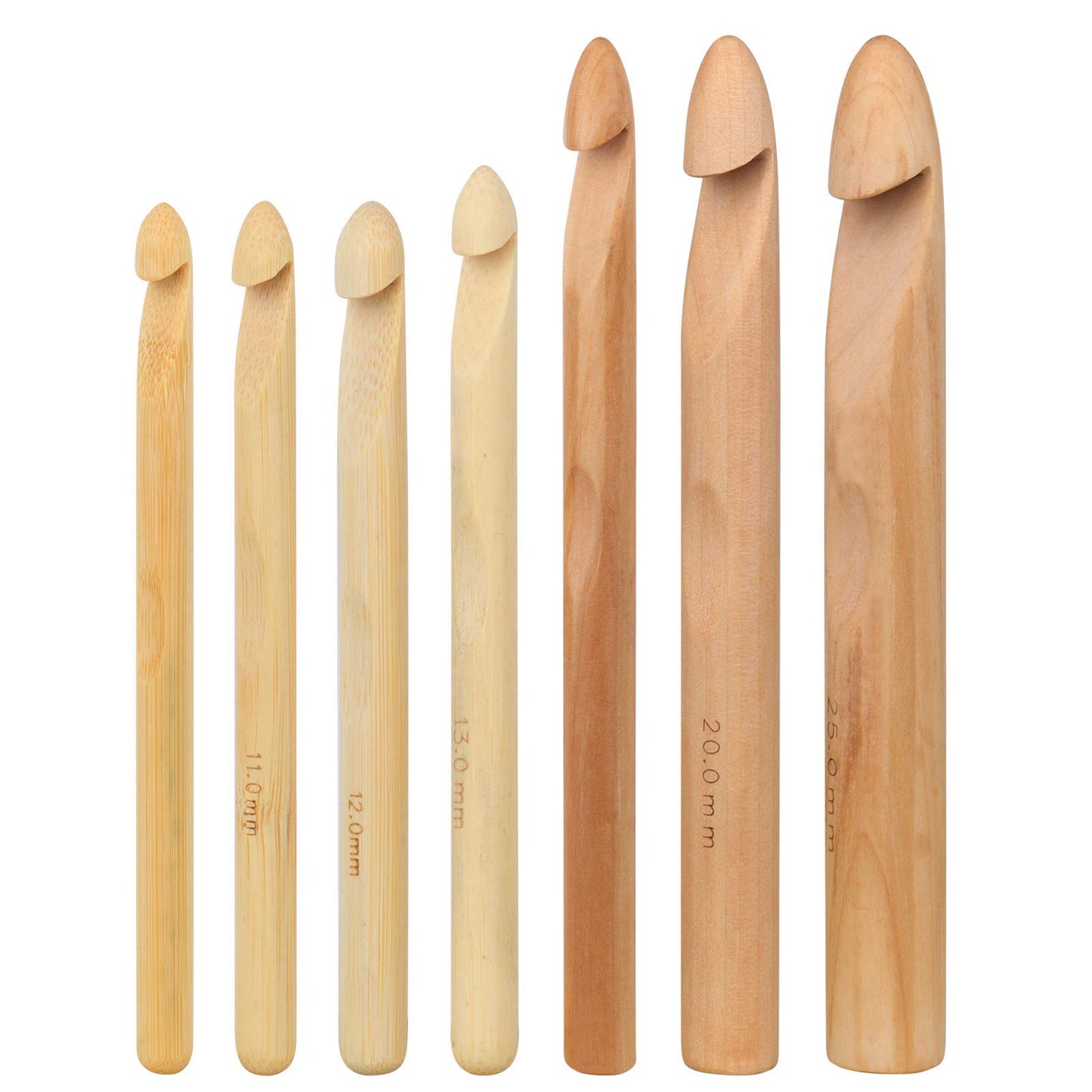 Large Wooden Crochet Hooks Ergonomic Crochet Hook Set 10-25 mm, 7PCS Inline Crochet Hooks Bamboo Crochet Kit for Beginner, Giant Wood Crochet Needles for Crocheting Chunky Yarn, Rugs, Blankets
