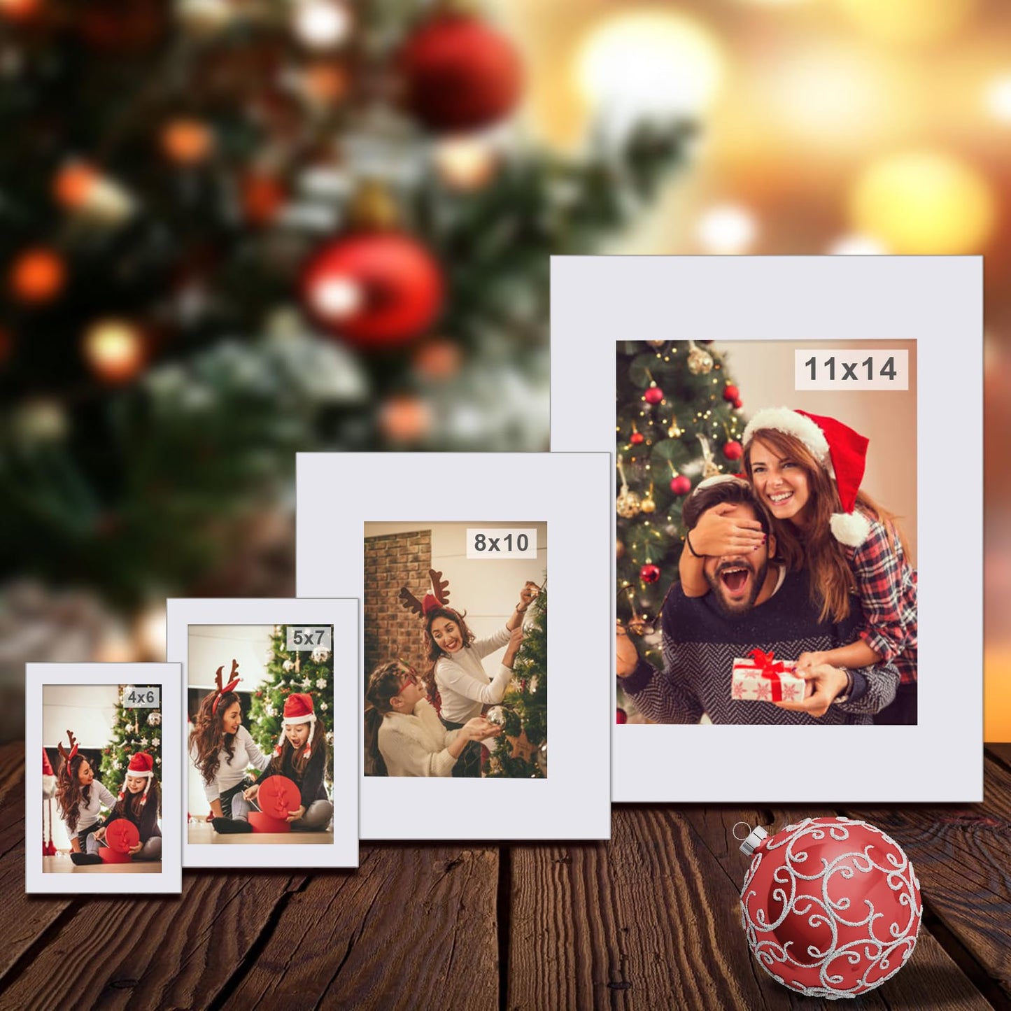 Egofine 8x10 White Picture Mats Pack of 14, Frame Mattes for 5x7 Pictures, Acid Free, 1.2mm Thickness, with Core Bevel Cut