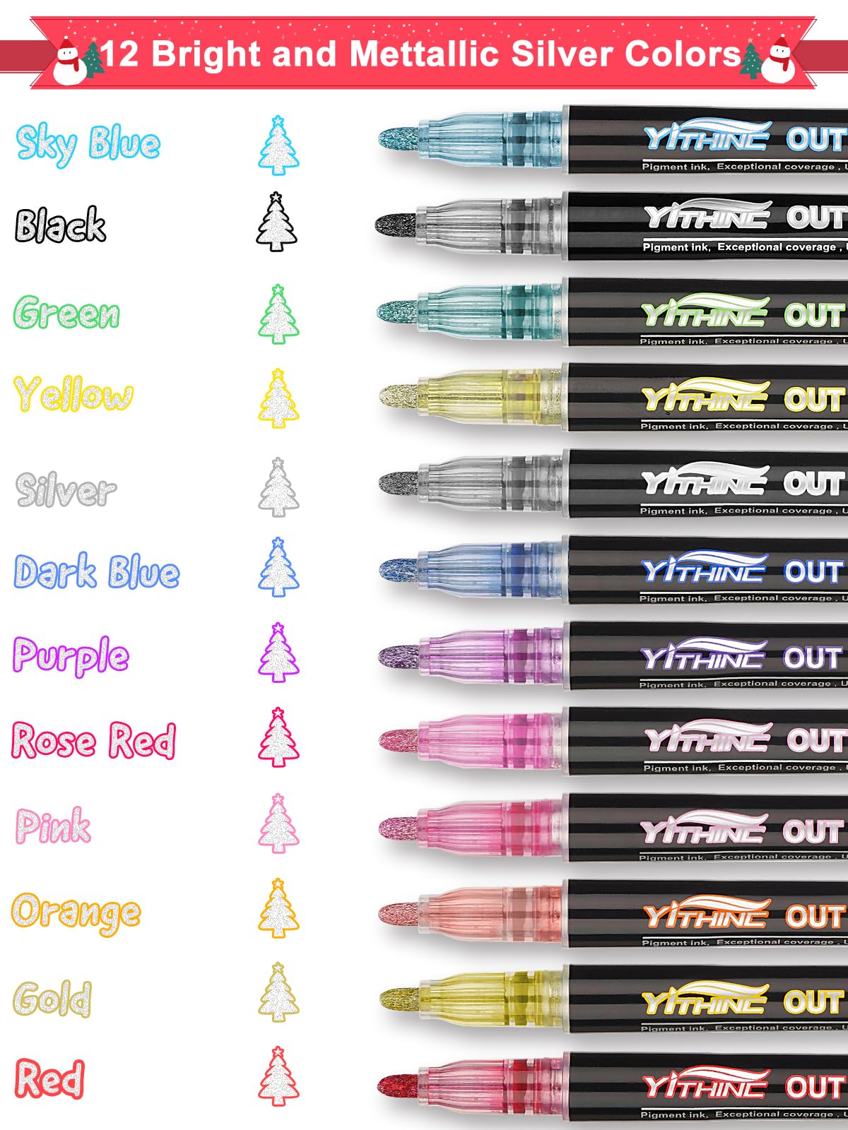 Markers, 12 Glitter Metallic Coloring Doodle Gel Pens, Tween Teen Girl Easter Basket Stuffers Gifts Trendy Stuff, Cute School Art Craft Classroom Supplies Set for Kids Ages 4-16