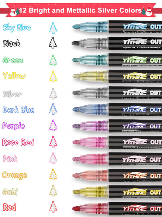 Markers, 12 Glitter Metallic Coloring Doodle Gel Pens, Tween Teen Girl Easter Basket Stuffers Gifts Trendy Stuff, Cute School Art Craft Classroom Supplies Set for Kids Ages 4-16