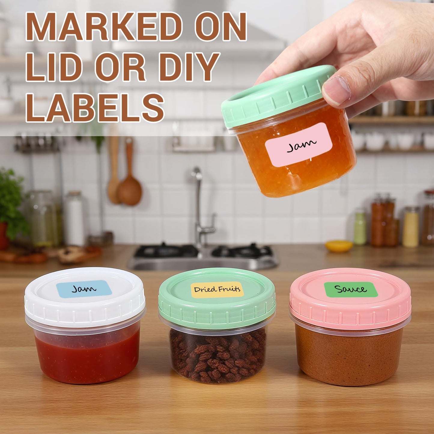 DEMORA 6 oz Small Plastic Containers with Twist on Lids [20 Sets], Stackable Little Food Storage Containers for Snack Lunch Meal Prep Salad Dressings, Freezer/Microwave/Dishwasher Safe, BPA Free