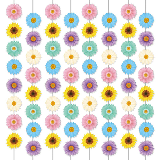 12 Packs Spring Sun Flowers Banners Sunflower Garland Kit Flower Hanging Swirl Spring Party Supplies Decorations Sunflower Paper Cutouts for Birthday Party Home Classroom Favor Supplies Decor