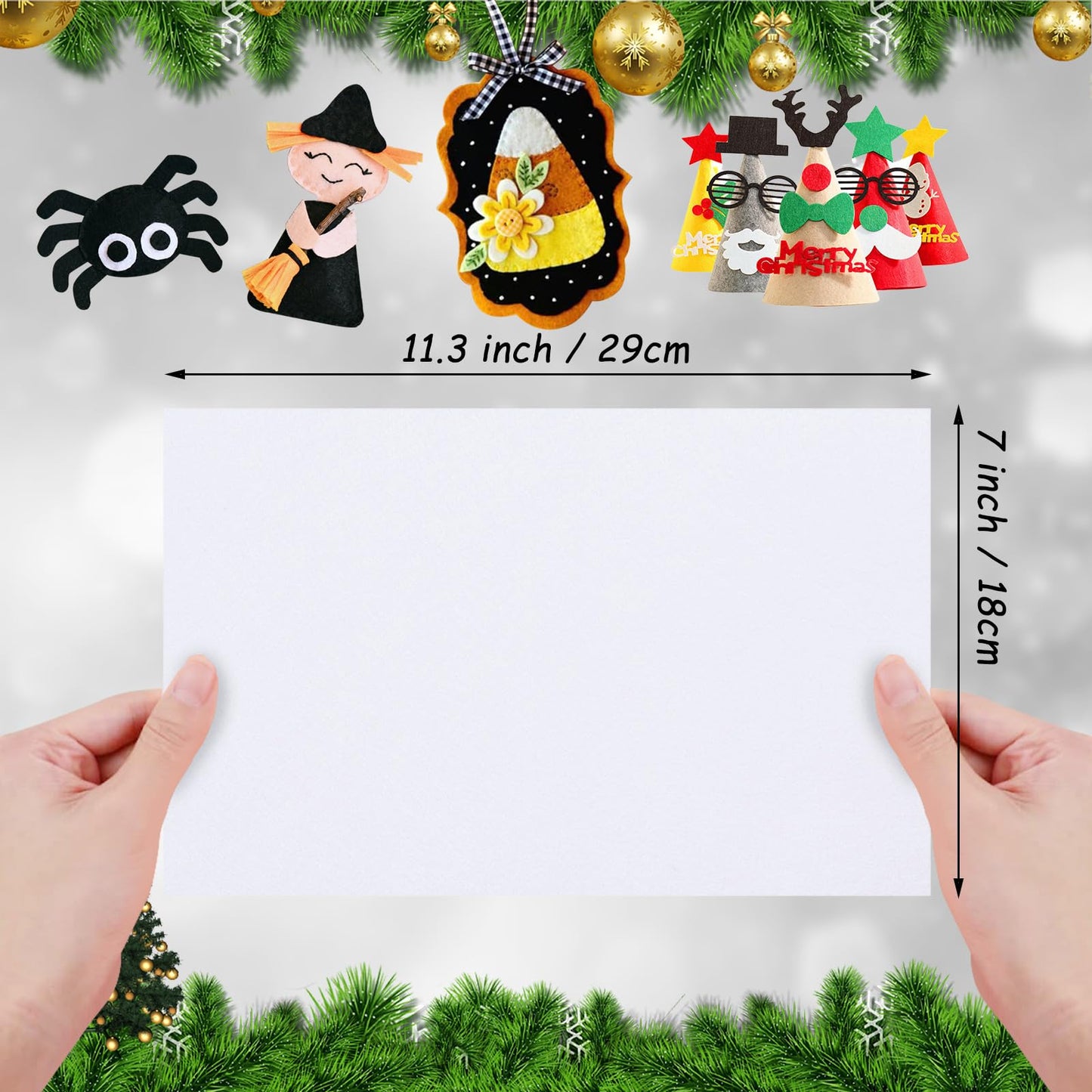 Stiff Felt Sheets, 32 Pcs Felt Fabric, 7"×11.3" Color Felt for Crafts, Craft Felt Square for Sewing Embroidery Handwork and Festivals Party (White)