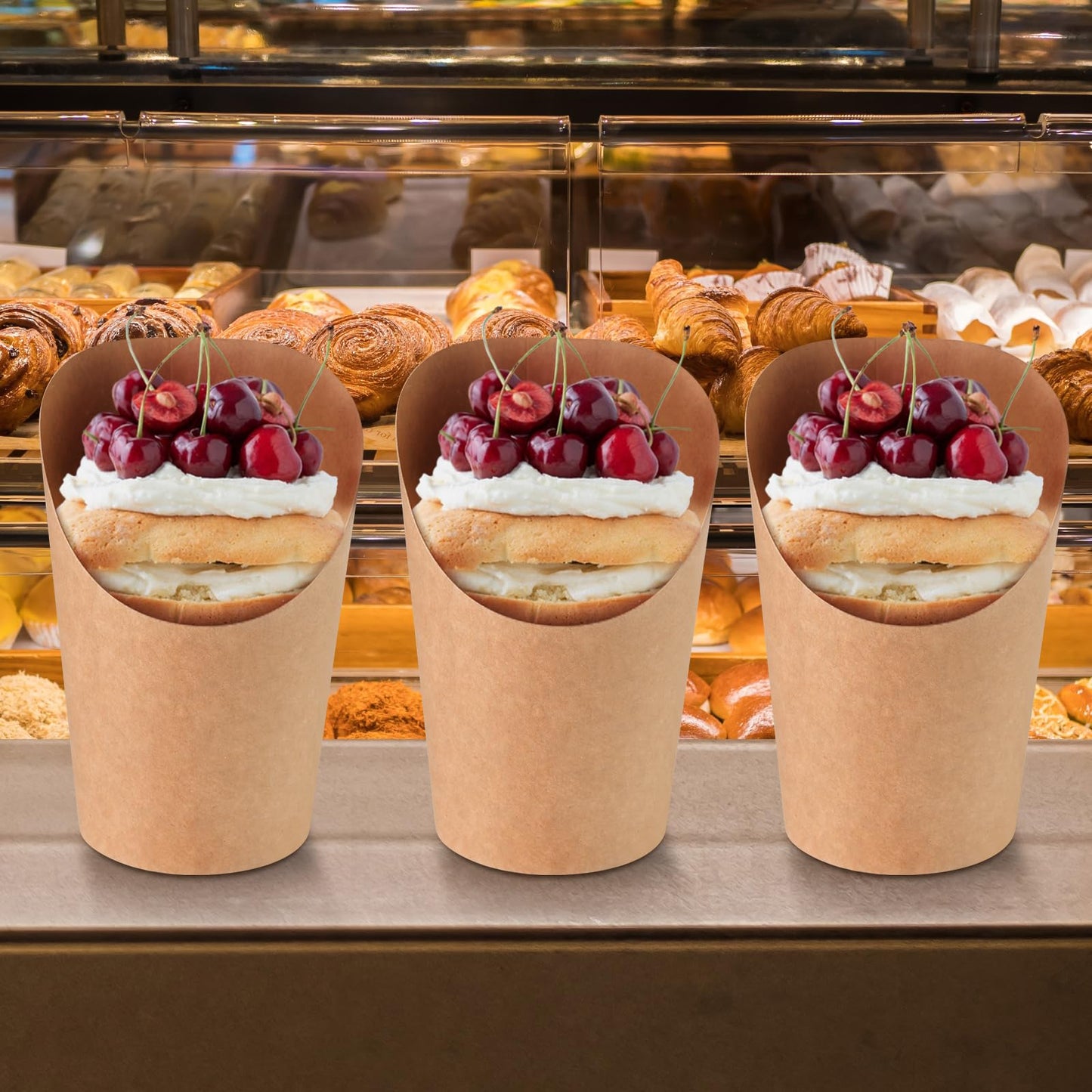 EWVVSS 60pcs Individual Disposable Charcuterie Cups with Sticks,60 Portable Bags,200pcs Cocktail Skewers,14oz Brown Paper Appetizer Cups for French Fry, Party Supplies