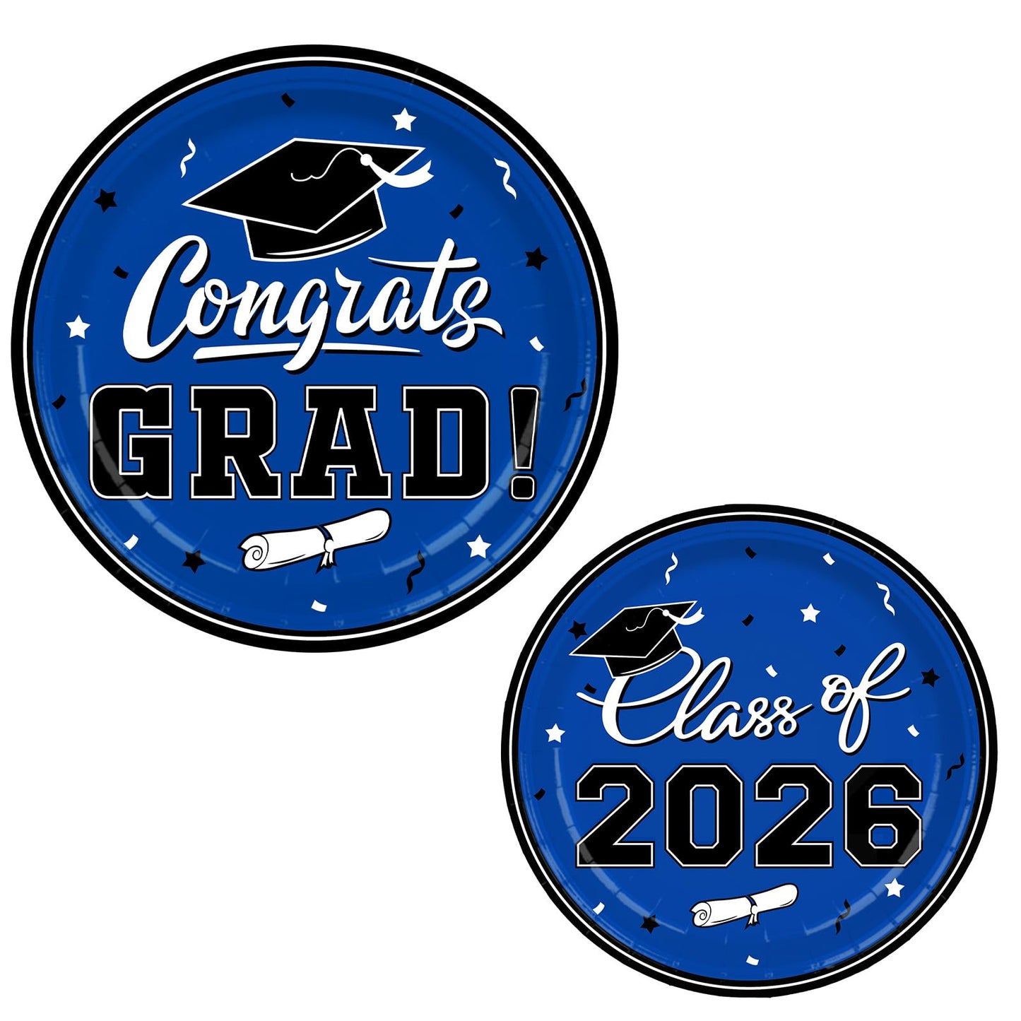 Graduation decorations class of 2026 Gatherfun Congrats Grad Party Dinnerware Set Blue Disposable Paper Plates Napkins Cups Tablecloth Banner for Gatherfun Decorations 2026 deals , Serve 25