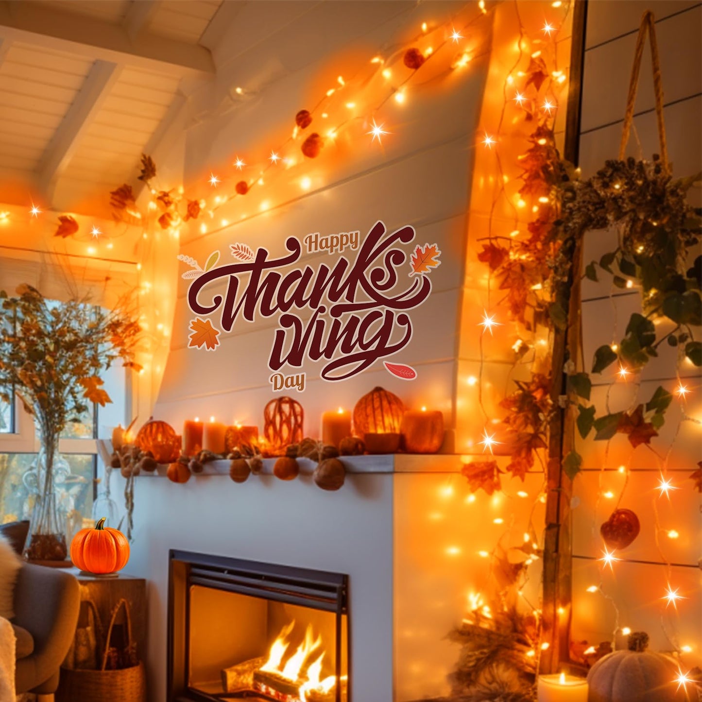 ILLUMINEW 300 Led Orange Outdoor String Lights Waterproof Halloween Decorations, 108 Ft Thanksgiving Decor Lights 8 Modes Plug in Fairy Lights for Bedroom Yard Wedding Room Decor