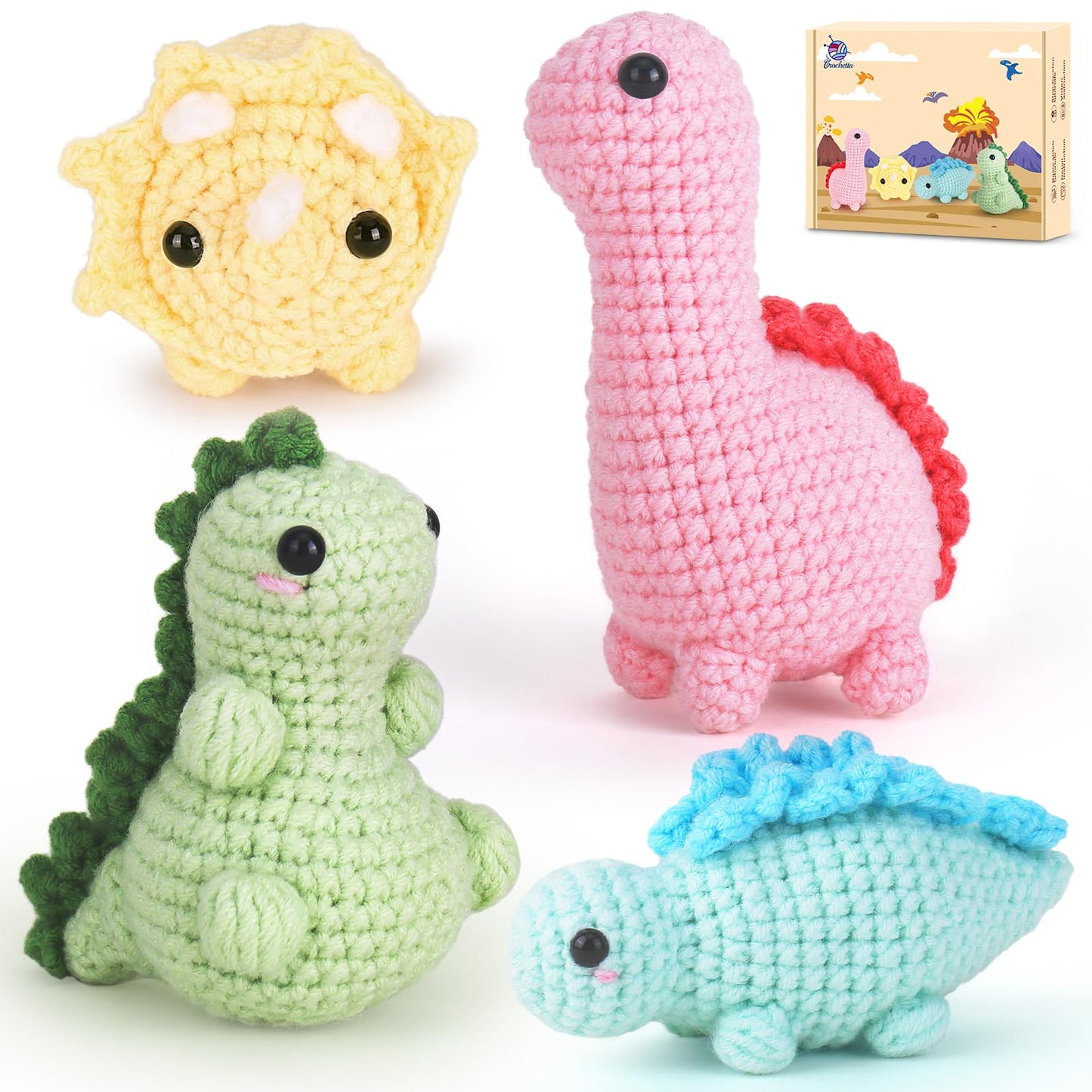 Crochetta Crochet Kit for Beginners, Crochet Kits with Step-by-Step Video Tutorials, Learn to Crochet Animal Kit for Adults Kids, DIY Craft Knitting Supplies, Monkey Amigurumi Gift(40%+ Yarn)
