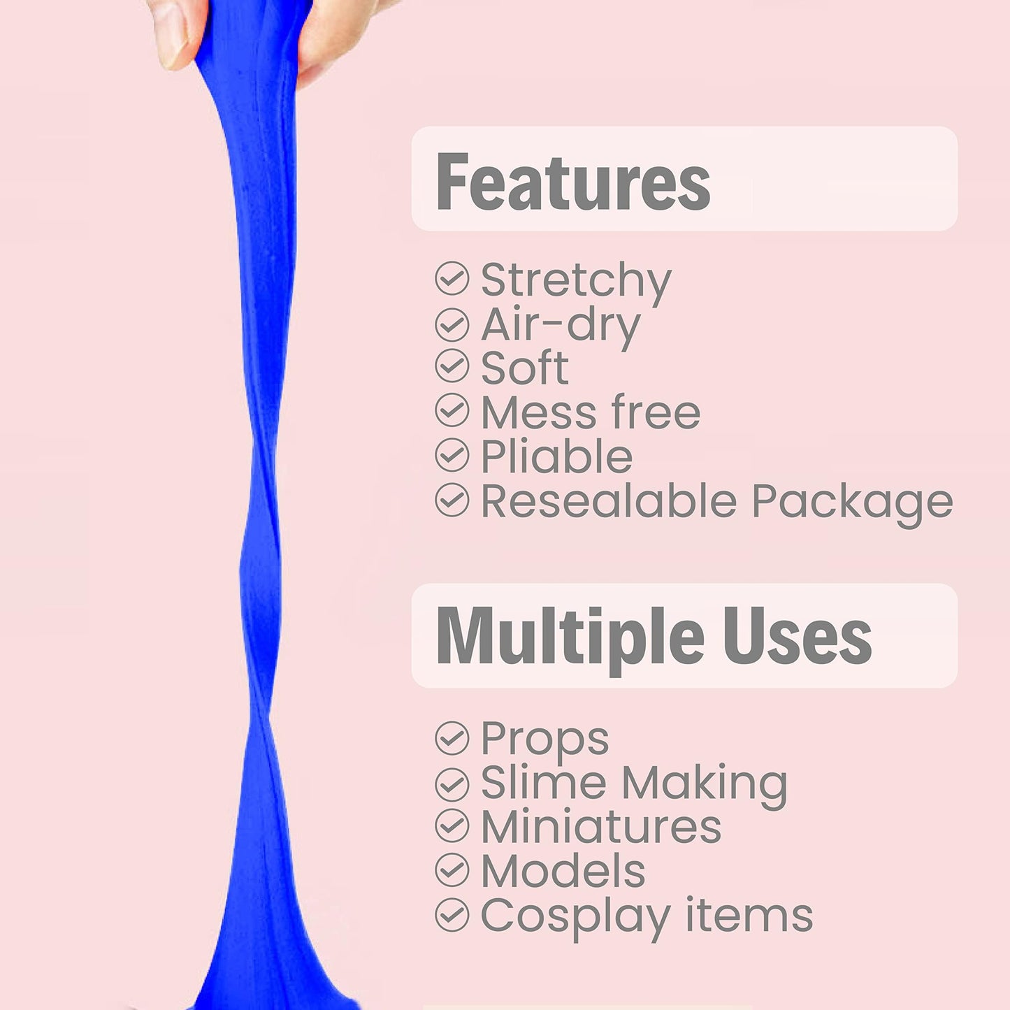 BOHS Blue Modeling Foam Clay - 1.1 Lbs, Squishy,Soft, Air Dry -for Flower Mirror,Cosplay,Fake Bake, Slime Supplies-500g