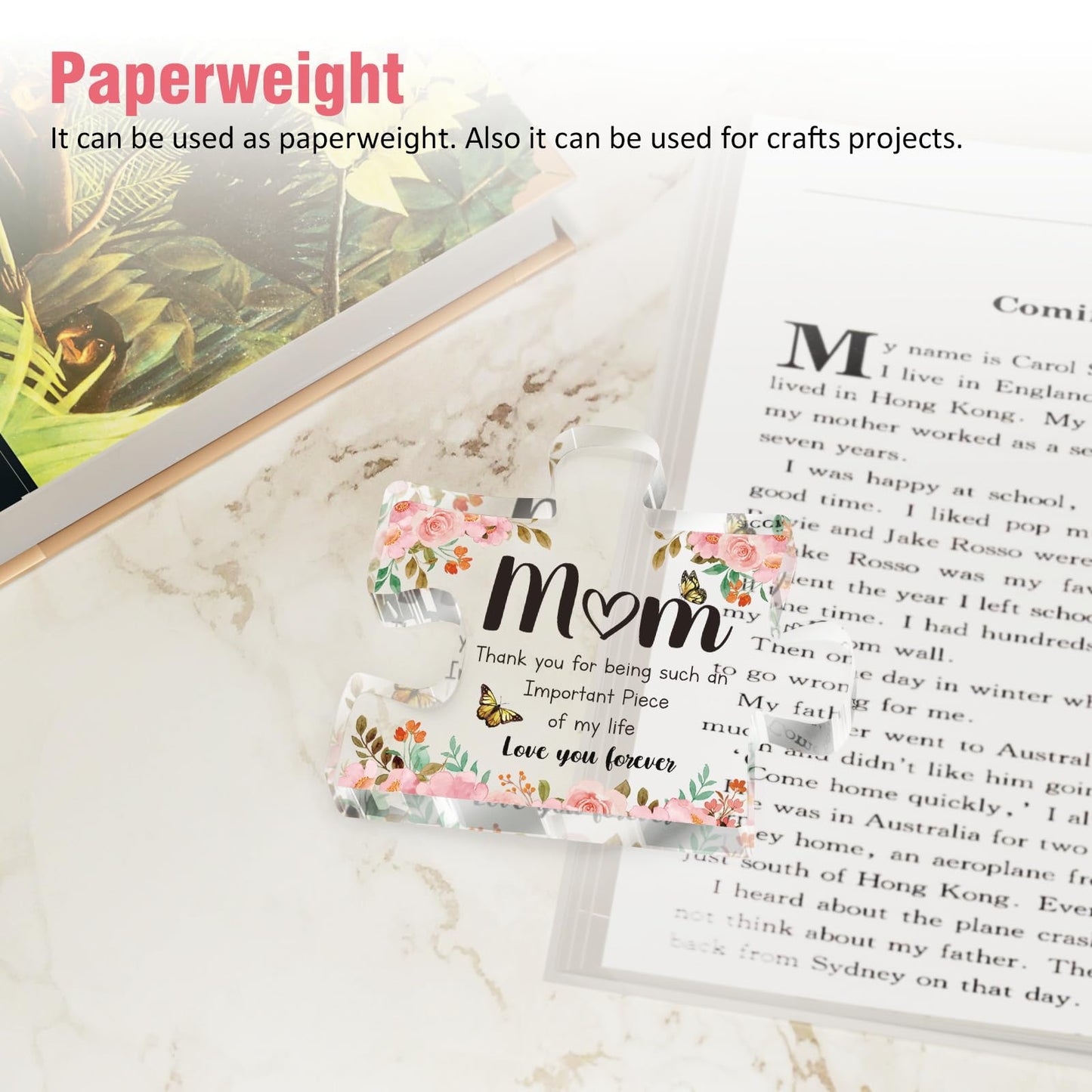 Mothers Day Gifts for Mom - Delicate Mom Birthday Gifts from Daughter Son - Engraved Acrylic Block Puzzle Piece 3.9 x 3.3 inch - Mothers Day Christmas Birthday Gifts for Mom, Ideas