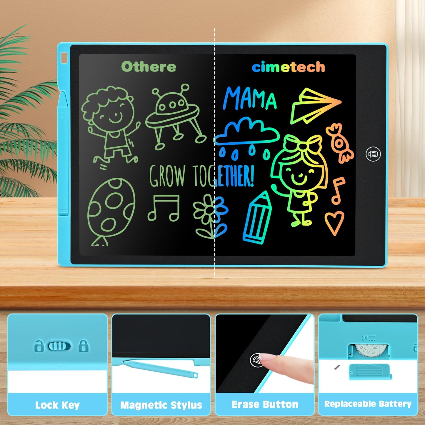 Toddler Kids Toys Gifts - 12 Inch LCD Writing Tablet Doodle Board Pad, Colorful Drawing Tablets Educational Toys, Christmas Birthday Gifts for 3 4 5 6 7 8 Years Old Girls Boys (Blue)