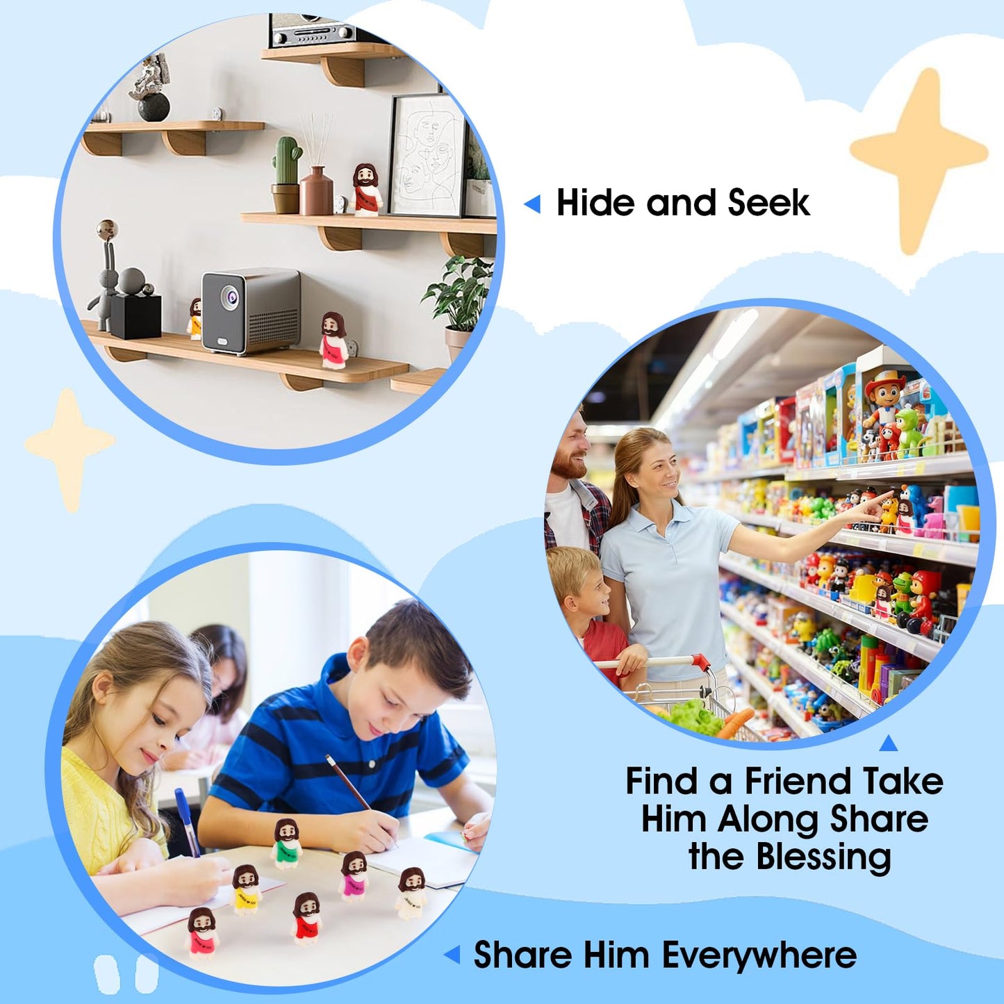 ajabavbd 40PCS Little Jesus Figures, 10 Color Tiny Jesus Figurines in Bulk, Mini Jesus Figure Religious Gifts, Christian Mothers Day Teacher Appreciation Gifts for Kids Women Mom (40PCS)