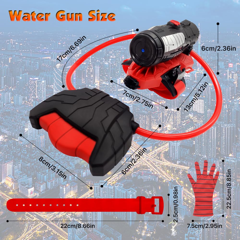 Summer Water Toys, econoLED Water Guns, Superhero Squirt Guns with Glove Summer Party Swimming Pool Beach Outdoor Water Fighting Toys for Kids