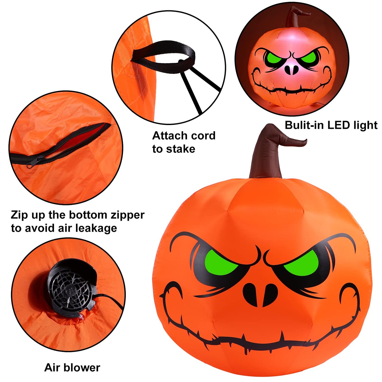 4 Ft Halloween Blow up Inflatable Pumpkin Decoration-Lighted Halloween Inflatables Outdoor for Home Yard Garden Indoor and Outdoor Halloween Decoration