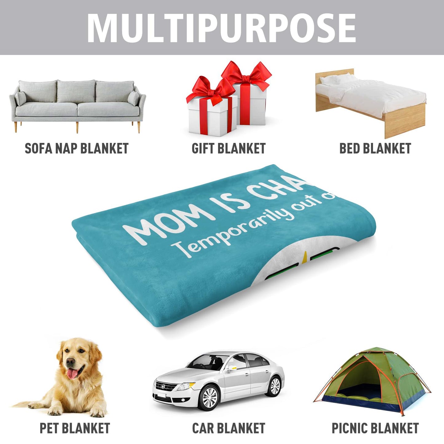 Craftique Funny Gifts for Mom Birthday Mother’s Day - Mom's Charging Blanket- New Mom Gifts for Women, Super Soft Blanket Throw for Napping Travel, 60”×50”