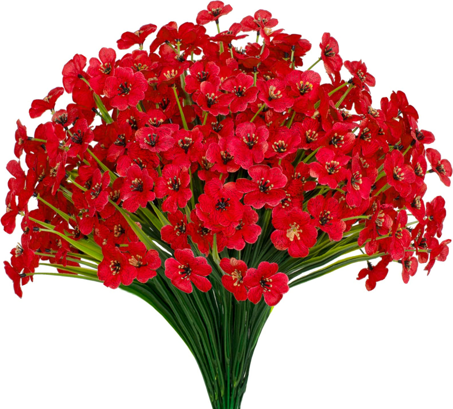 15 Bundles Artificial Flowers UV Resistant Outdoor Plants No Fade Faux Plastic Shrubs Fake Silk Flowers Window Box Garden Porch Home Decoration(Red)